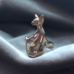 14k vintage cat ring